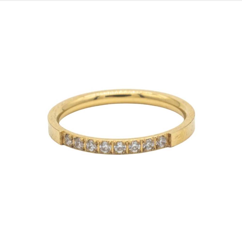 Thin pave band 18K Gold Plated Stainless Steel